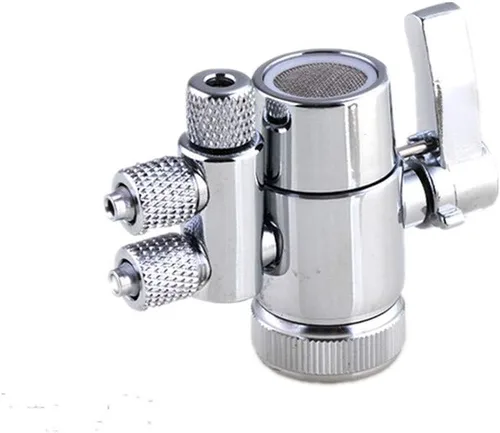 Válvula desviadora de grifo de cocina de 2 vías/divisor con rosca hembra M22 (≈22 mm) y salida de tubo de RO de 1/4 OD para filtro de agua de