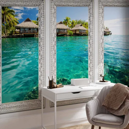 Miniatura 6 de artgeist Mural de pared prémium Isla tropical, 79 x 55 pulgadas, papel tapiz no tejido, decoración de pared de forro polar, impresión fotográfica