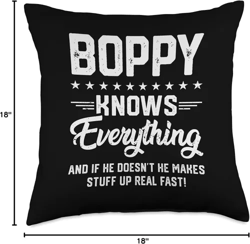 Miniatura 4 de Funny Personalized Gifts for Boppy Boppy Knows Everything Funny Grandpa Fathers Jokes - Almohada para hombre, 18 x 18 pulgadas, multicolor