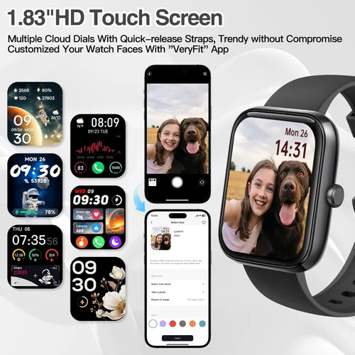 Miniatura 7 de Reloj inteligente para mujeres y hombres con llamada Bluetooth, reloj inteligente integrado con Alexa, reloj de fitness con dial DIY de 1.83