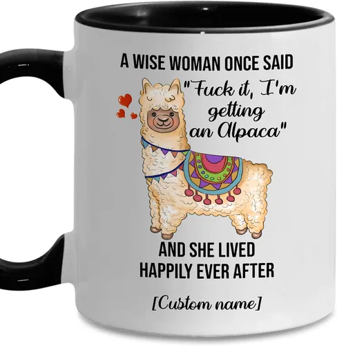 Miniatura 10 de WHIDOBE Regalos divertidos personalizados de alpaca para mujeres, taza de café de cerámica personalizada de 11 onzas y 15 onzas para amantes