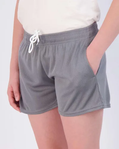Miniatura 4 de Real Essentials Paquete de 4 pantalones cortos deportivos de malla para niñas con bolsillos