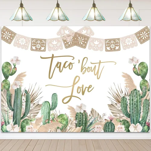 Avezano Taco Bout Love - Telón de fondo de despedida de soltera bohemio de hierba de las pampas, despedida de soltera, fotografía, fiesta, cactus,