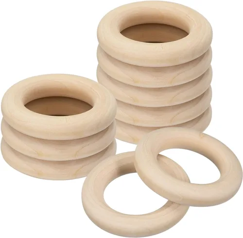 uxcell 10 anillos de madera natural de 1.969 in (2 pulgadas), círculos de madera lisa sin terminar de 0.394 in de grosor para manualidades, tejer,