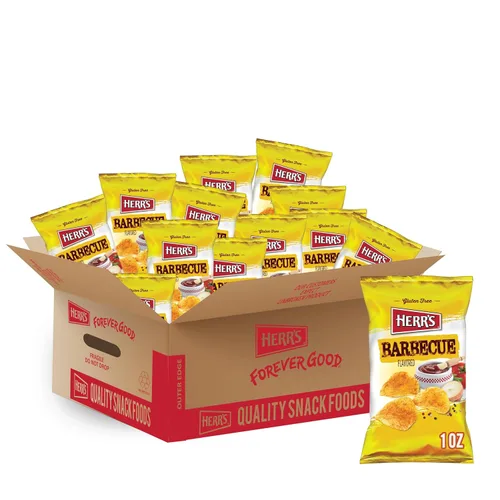 Herr's Papas fritas para barbacoa, 1 onza (paquete de 42 bolsas) – Chips ahumados para barbacoa en bolsas tamaño aperitivo – Ideal para aperitivos