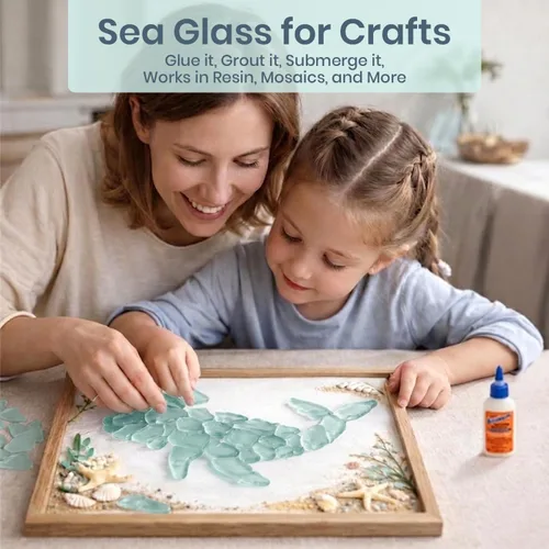 Miniatura 7 de Nautical Crush Trading Sea Glass Craft - 28 onzas azul aguamarina - Artesanía de vidrio de playa - Decoración de vidrio de mar - Relleno de jarrón