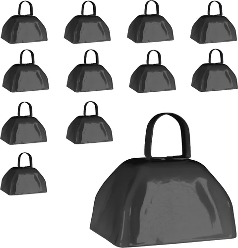 Windy City Novelties Cencerros metálicos novedosos para hacer ruido, 3 pulgadas, paquete de 12, color negro