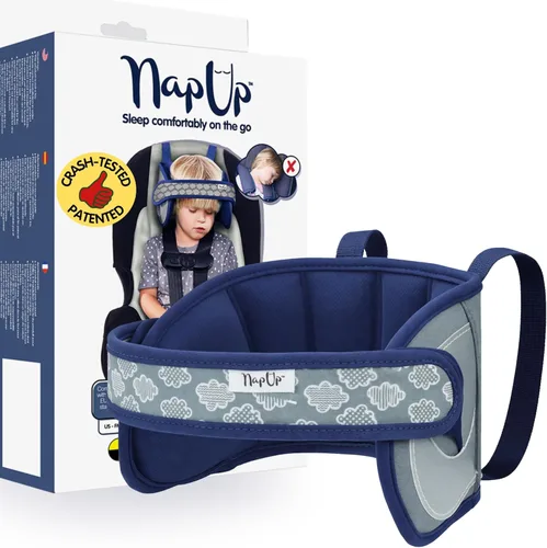 NAPUP Soporte ajustable para la cabeza del asiento de automóvil para niños y niños pequeños que duermen, seguro, cómodo y transpirable (azul oscuro)