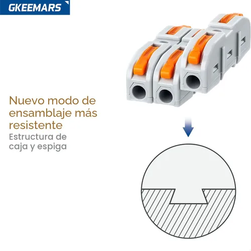 Miniatura 4 de 50 conectores de cable de palanca, 1 conductor compacto de empalme para circuito en línea 24-12 AWG (naranja)