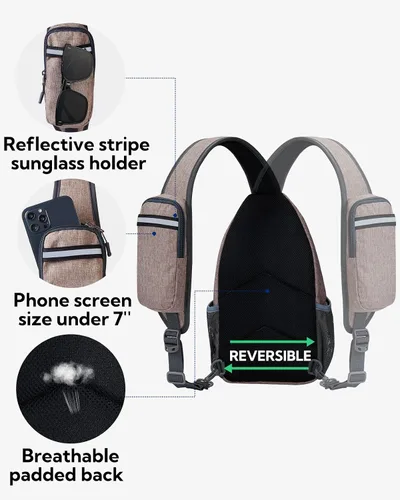 Miniatura 113 de WATERFLY Bolsa pequeña de senderismo: mochila cruzada para el pecho, mochila para hombres y mujeres con correa de hombro agradable a la piel