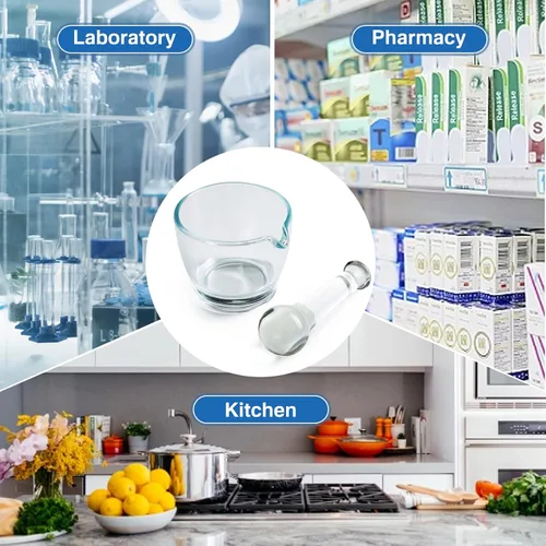 Miniatura 4 de Ultrassist Cuenco de cristal del mortero y de la mano de mortero de 4oz, amoladora y mezclador de la medicina para la farmacia o el laboratorio