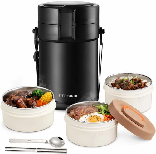 Tarro térmico de alimentos para adultos de 82 onzas para comida caliente, contenedores de alimentos apilables aislados de boca ancha bento/alimentos