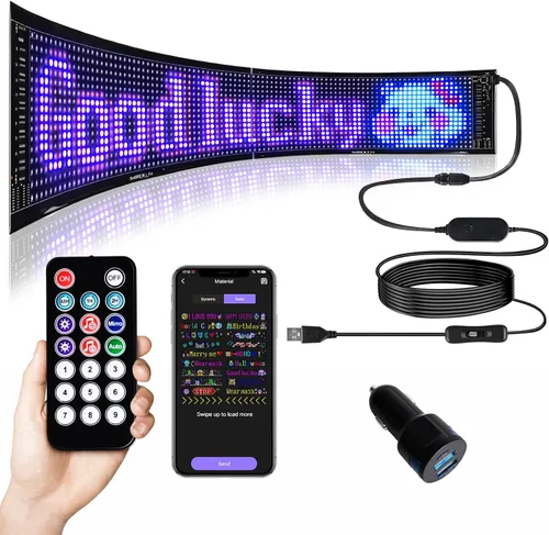 Miniatura 8 de Letrero LED flexible programable para ventana de automóvil, control de aplicación Bluetooth, pantalla de texto personalizado/animación