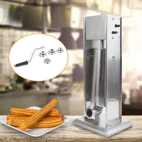 Miniatura 7 de LOYALHEARTDY Máquina para hacer churro comercial de acero inoxidable de 5 L, manual de rosquilla española, churrera, máquina para hacer churro con 4
