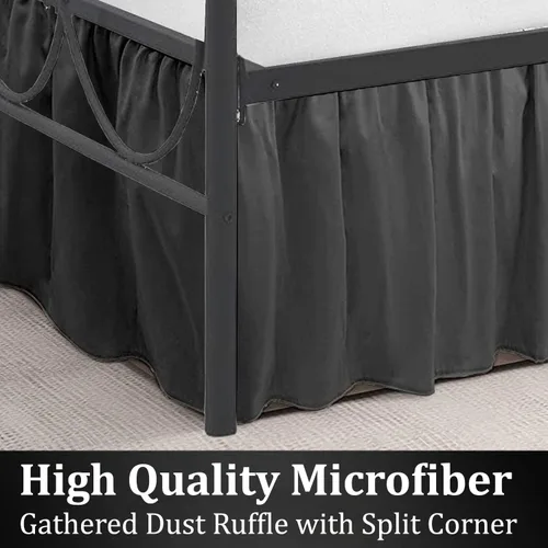 Miniatura 4 de SKY BEDDINGS - Falda de cama con volantes con esquinas divididas tamaño Twin con caída de 12 pulgadas, falda de cama con volantes antipolvo con Gris