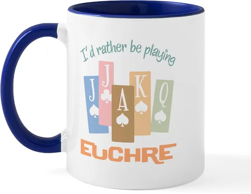 Miniatura 56 de CafePress Euchre Champ Mugs Taza de café de cerámica de 11 oz (11.0 fl oz)