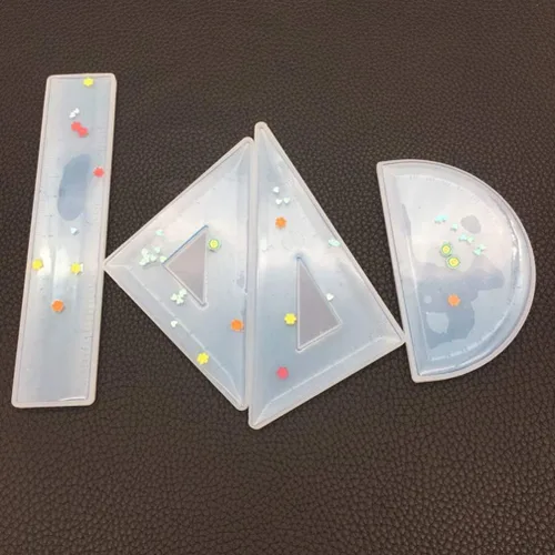 Miniatura 6 de Plantillas para tartas, 4 moldes de regla de resina de silicona, triangular, cuadrados, de cristal, epoxi, para manualidades, manualidades, jabón