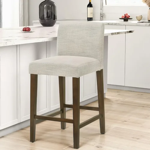 Miniatura 2 de CHITA Juego de 2 taburetes de bar de altura de mostrador, taburetes de bar tapizados de altura de asiento de 27 pulgadas, cuero sintético en negro