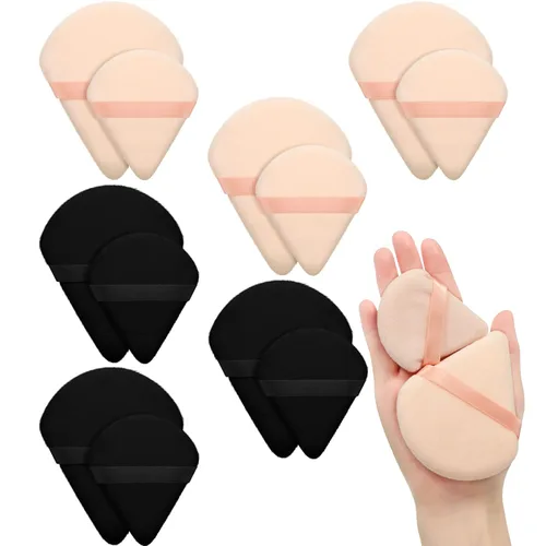 Maitys 12 piezas de polvo triángulo para maquillaje facial, cosmético suelto, terciopelo suave, lavable, reutilizable, esponja de base de maquillaje