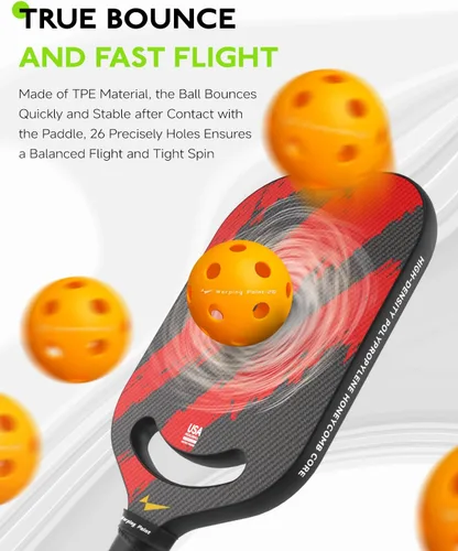 Miniatura 5 de Pelotas de Pickleball Warping Point 26 Agujeros, 40 Agujeros Paquete de 4, Paquete de 12 Cumplen con las Especificaciones USAPA Bola