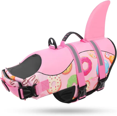 Miniatura 37 de Queenmore - Chaleco salvavidas Ripstop de tiburón para perro, ajustable, con alta flotabilidad y asa de rescate duradera, para perros pequeños
