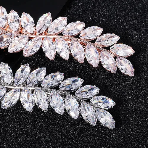 Miniatura 2 de Xerling Pasadores franceses de diamantes de imitación para el cabello, accesorios automáticos para el cabello, clips de resorte para el cabello
