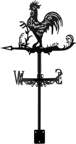 Miniatura 11 de SUPERDANT Veleta de cuervo para patio, veletas de viento de metal, soporte de techo para jardín exterior, veletas negras, granja, granero