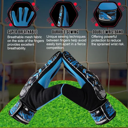 Miniatura 4 de Guantes de portero prémium para jóvenes, palma de látex de calidad y mano trasera, agarre superior, absorción de impactos, comodidad y durabilidad