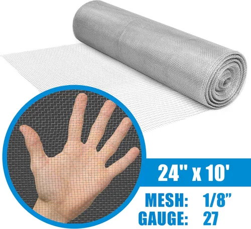 Miniatura 5 de Paño de malla de apertura de 24 pulgadas de alto x 10 pies de largo x 1/8 pulgadas, valla tejida enrollada de alambre de acero galvanizado calibre