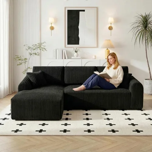 Miniatura 9 de Sofá modular Cloud de 104 pulgadas con diván en forma de L, sofás tapizados modernos con asiento profundo, sofá comprimido de esponja de pana
