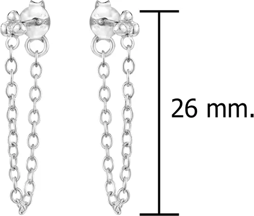Miniatura 5 de AeraVida Pendientes de cadena de plata de ley 925 con lazo de cadena único, Metal, Sin gemas.