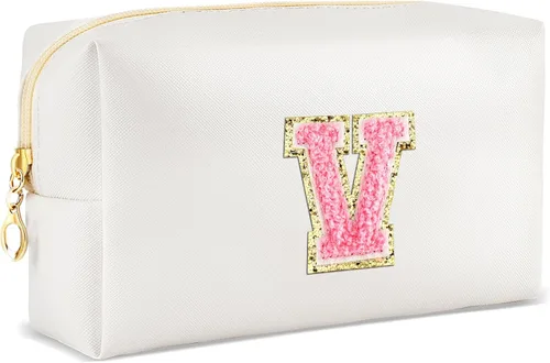 Miniatura 93 de URSKYTOUS Regalos para niñas, bolsa de maquillaje con inicial, bolsa de cosméticos personalizada con cremallera, bonita bolsa de aseo de viaje, Azul