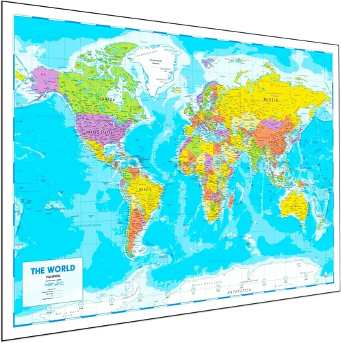 Hambli Mapa del mundo para pared – Póster de mapa grande del mundo de 37 x 26 pulgadas – Arte de pared de mapa del mundo para aula, niños y viajes