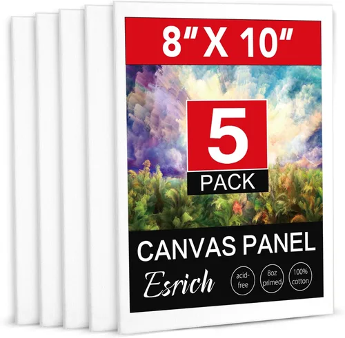 Miniatura 12 de ESRICH Lienzos para pintar de 8 x 10 pulgadas, paquete de 14 tableros de lienzo en blanco a granel, lienzo de algodón para pintura al óleo, acrílico