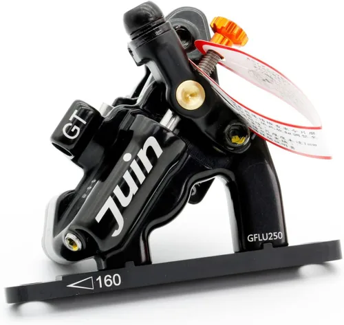 Miniatura 3 de GT-F Juego de pinzas de freno de disco hidráulico accionado por cable de 4 pistones para bicicleta de bicicleta hidráulica para montaje plano