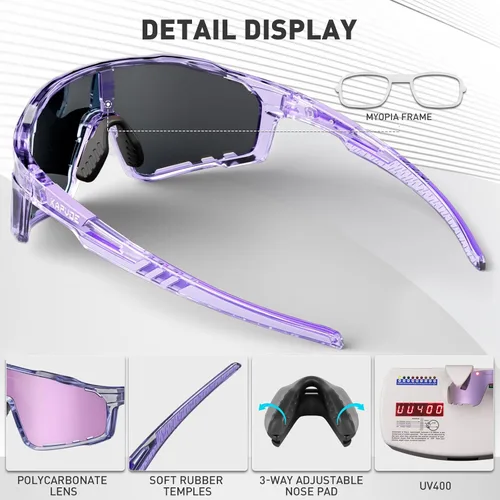 Miniatura 4 de KAPVOE Gafas de Ciclismo Polarizadas para Hombres y Mujeres MTB Bicicleta Montaña TR90 Gafas Deportivas para Correr Bicicleta K76 A08