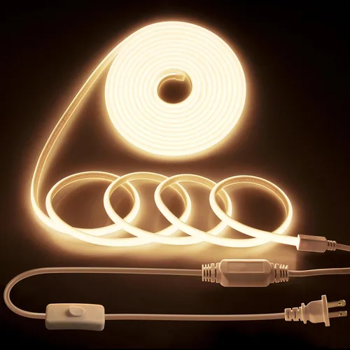 Miniatura 11 de COB Tira de Luces LED de 10 Pies 6000K Luz Diurna Blanca CA 110V-120V Luces de Cuerda LED Exterior Impermeable IP65 Alta Densidad 288LEDs/M Tira