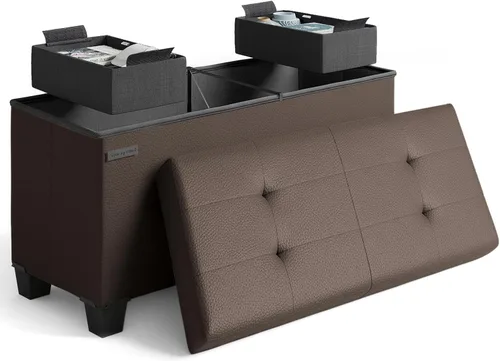 Miniatura 95 de Cubo otomano de almacenamiento con cubo pequeño, otomana cuadrada de 15 pulgadas con almacenamiento para sala de estar y dormitorio, reposapiés