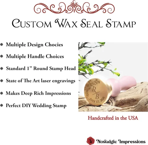 Miniatura 2 de Sello de cera con monograma personalizado para boda, iniciales personalizadas para parejas, hecho a mano en Estados Unidos, múltiples opciones