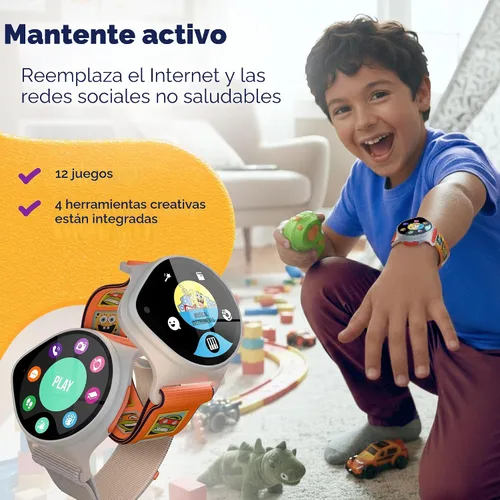 Miniatura 6 de Reloj inteligente para niños con rastreador GPS de hasta 24 horas de trabajo con batería, SOS y controles parentales, reloj inteligente para niños
