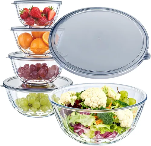 Miniatura 12 de Luvan Juego de 4 cuencos de vidrio transparente de borosilicato con tapas
