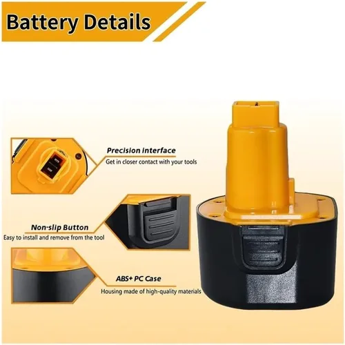 Miniatura 4 de 9.6V Ni-MH Battery Compatible with DeWalt DW9061 DW9062 Replacement for DE9061 DE9036 DE9062 Cordless Drill Impact Driver & Saw Extended 2.0Ah