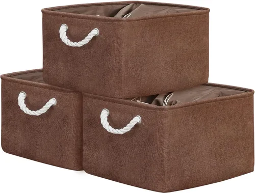 Miniatura 67 de TheWarmHome Contenedores de almacenamiento para estantes, tamaño mediano, 3 unidades, 13.8 pulgadas de largo x 9.8 pulgadas de ancho x 6.7 pulgadas