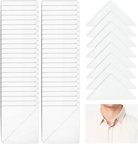 100 piezas de collar para camisas de vestir de hombre, sin rizos, cuello de camisa polo que se mantiene antideformación, cuello adhesivo para