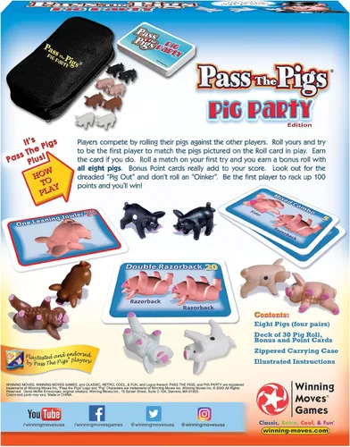 Miniatura 3 de Pass The Pigs: Edición Fiesta de Cerdos de Winning Moves Games USA, Prueba tu suerte usando cerdos como dados, hasta 4 jugadores pueden jugar ahora