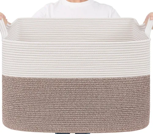 Miniatura 42 de Goodpick Cesta Grande de Almacenamiento de Juguetes, Cestas de Cuerda de Algodón Gris Contenedor de Almacenamiento de Juguetes para Bebé, Niños
