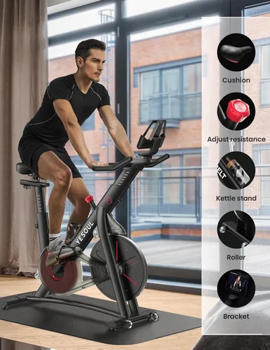 Miniatura 6 de Yesoul Black Exercise Bike for Home, Low Noise Indoor Cycling Bike for Home Gym Electric Stationary Bike with Tablet Mount & Comfortable Seat