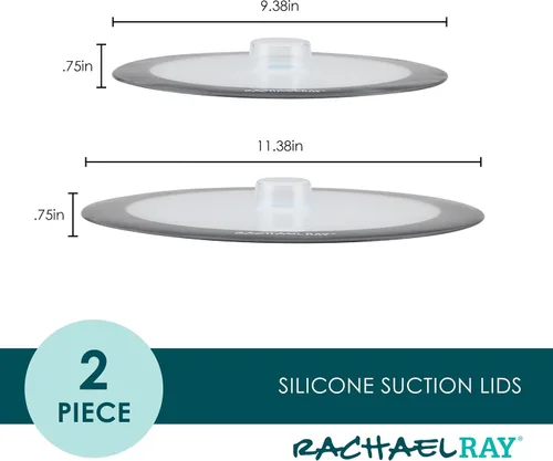 Miniatura 2 de Rachael Ray Tools and Gadgets - Juego de tapas de succión de silicona, 2 piezas, gris oscuro