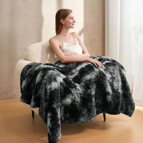 Miniatura 4 de Manta eléctrica térmica de 50"x60", manta eléctrica de lujo de pelo sintético de conejo negro, manta eléctrica de calentamiento rápido, suave