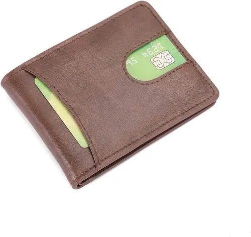 Miniatura 6 de Cartera delgada de bolsillo frontal para hombres Billfold con ventana de identificación de acceso rápido ranura y bloqueo RFID